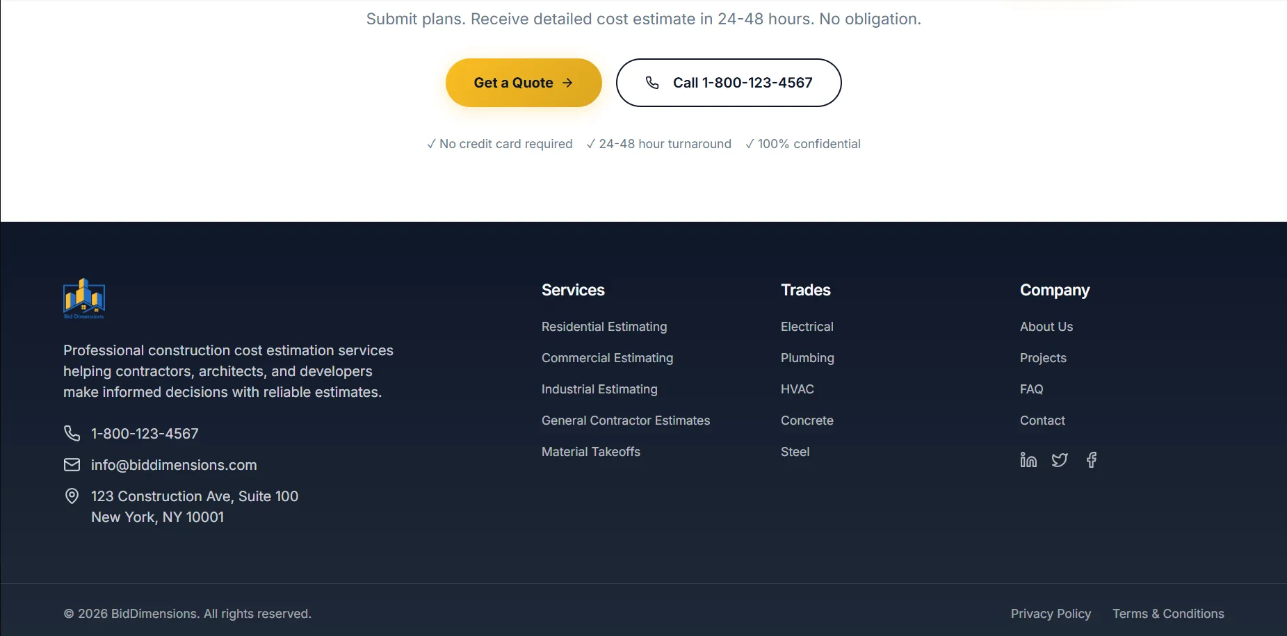 Footer & Contact Info