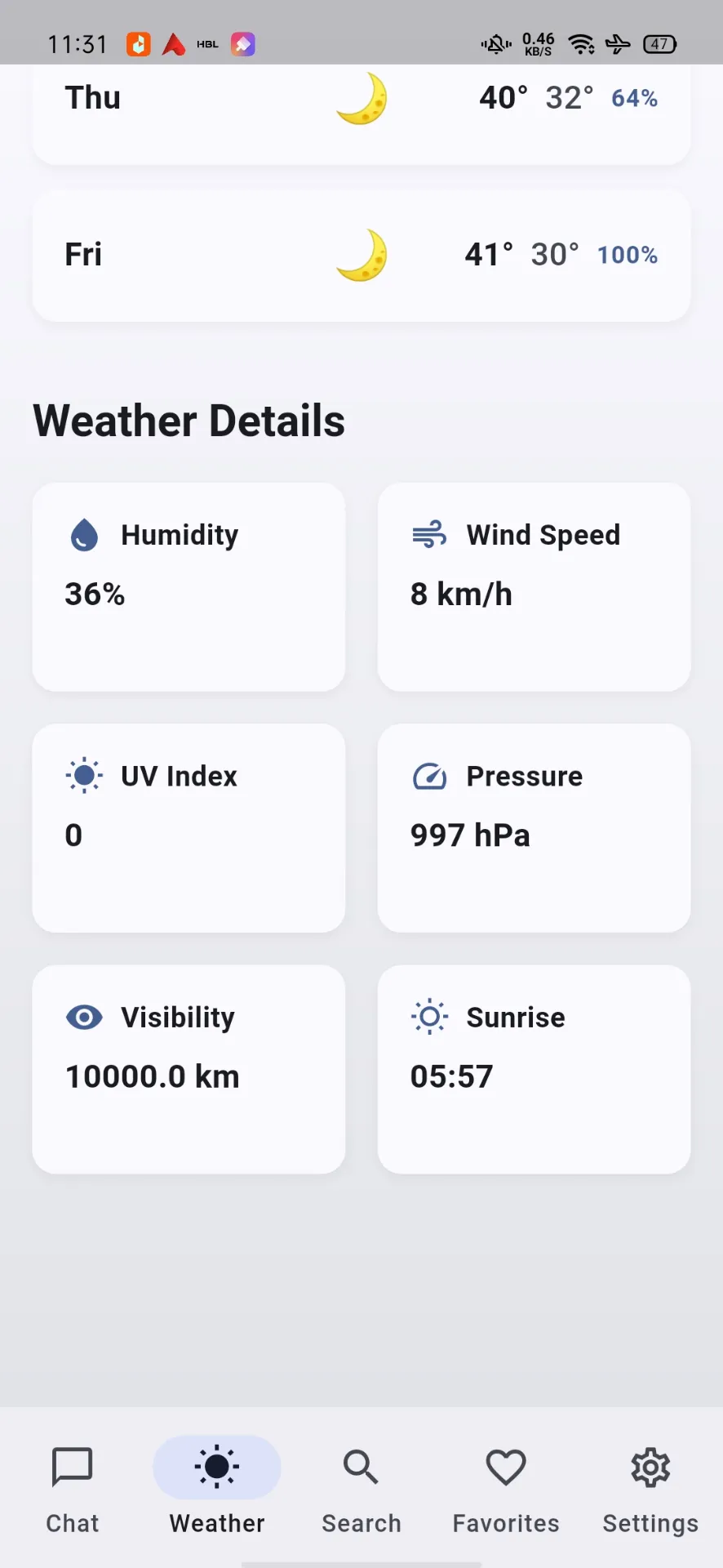 Weather Details & Metrics