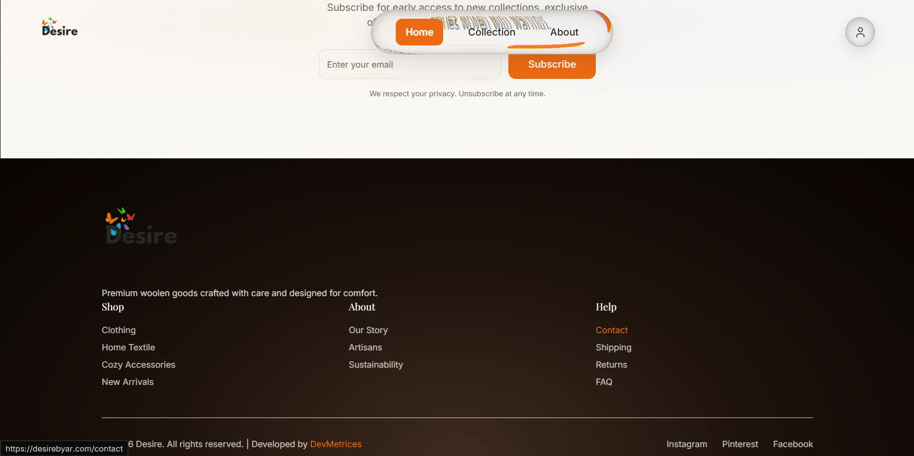 Footer & Newsletter Subscription